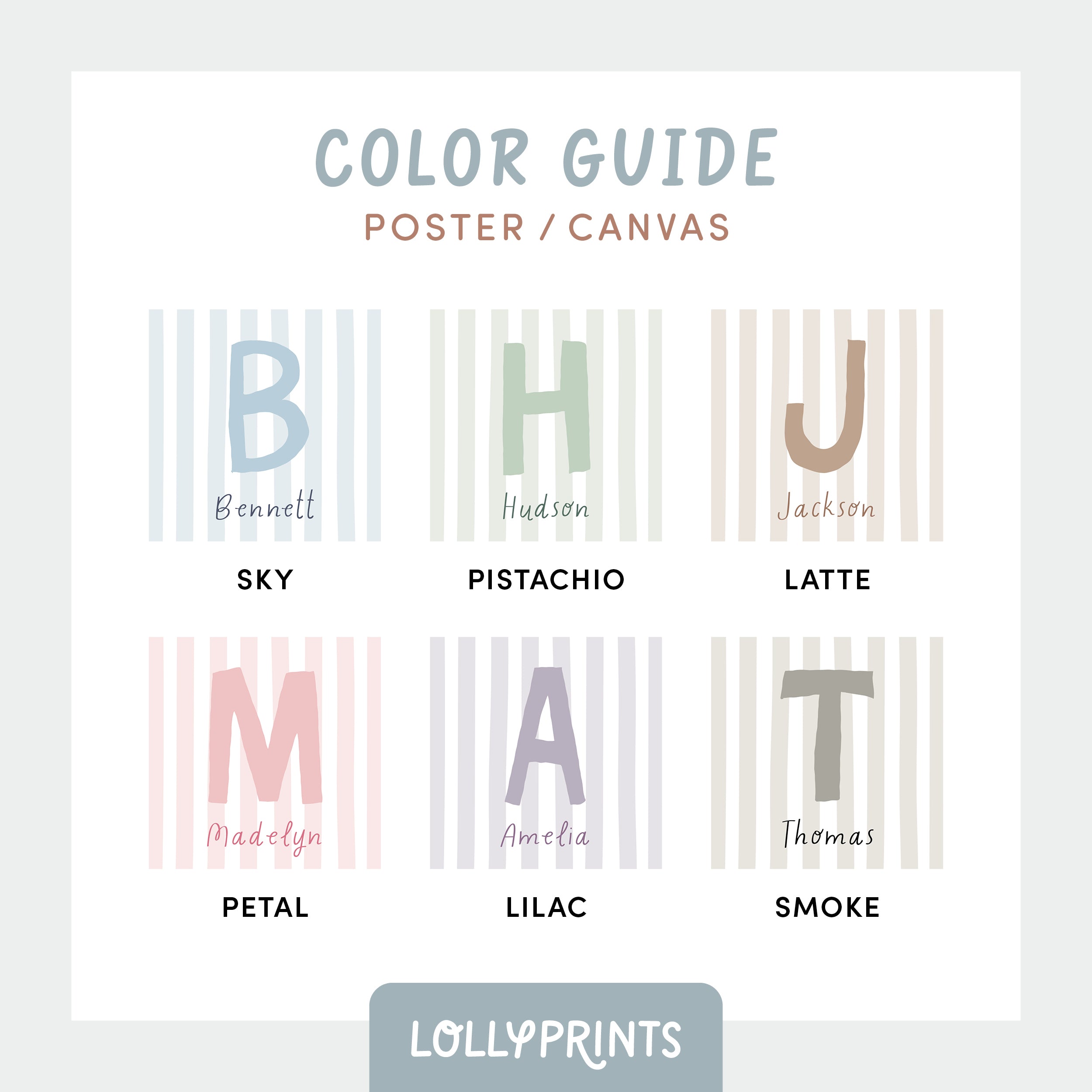 Personalized Initial Name Stripes Whimsical Nursery Print
