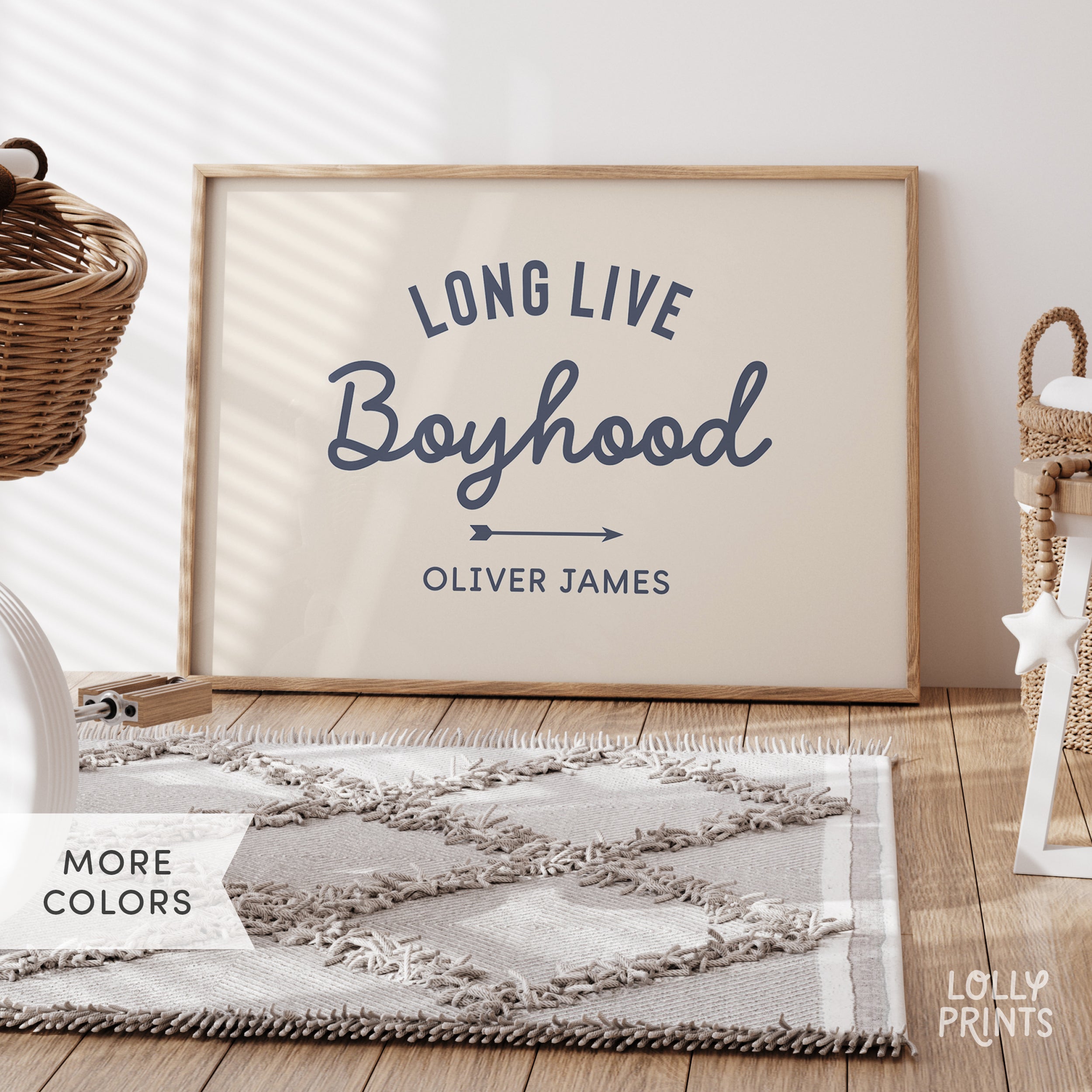 Personalized Long Live Boyhood Script Boy Room Print