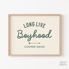 Personalized Long Live Boyhood Script Boy Room Print