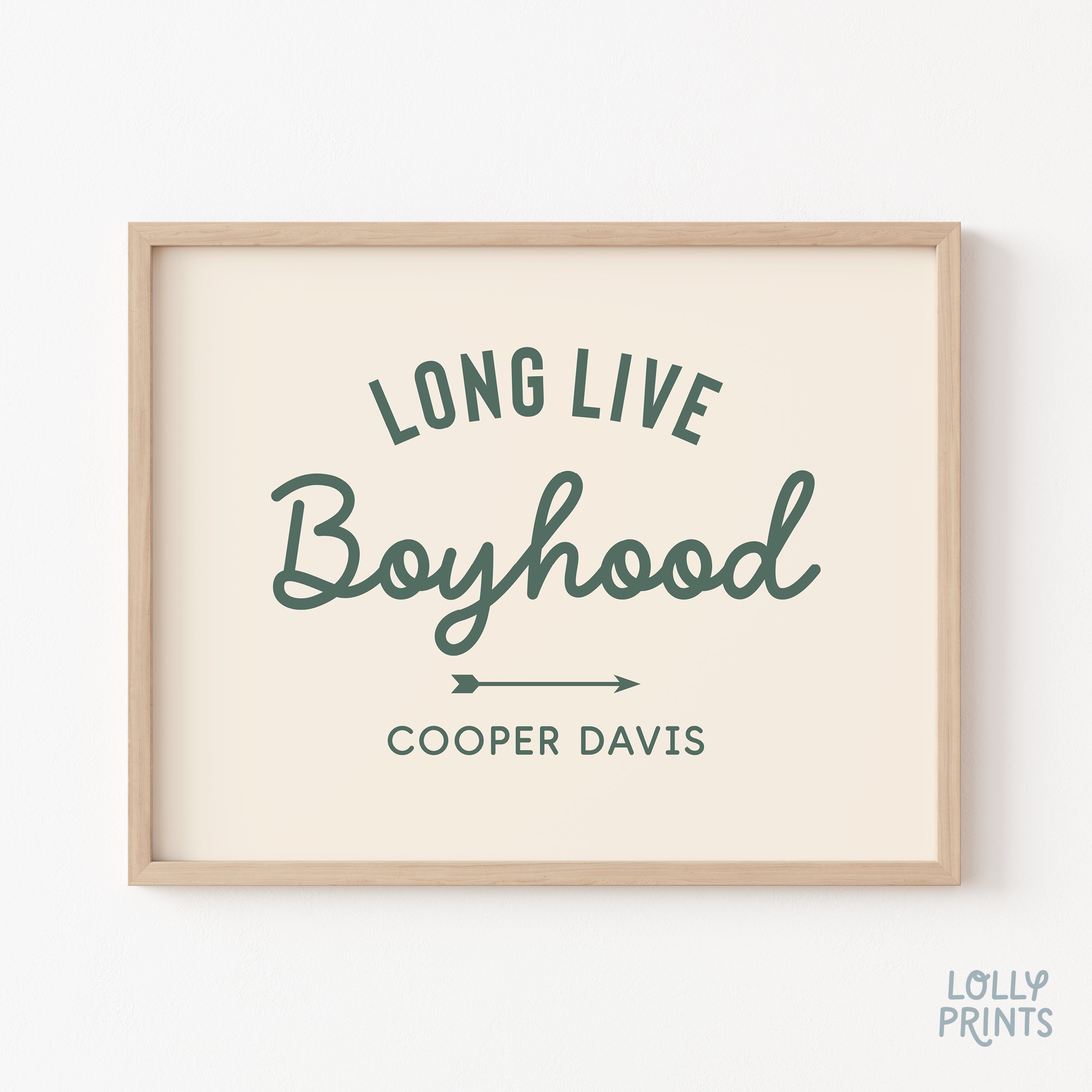 Personalized Long Live Boyhood Script Boy Room Print