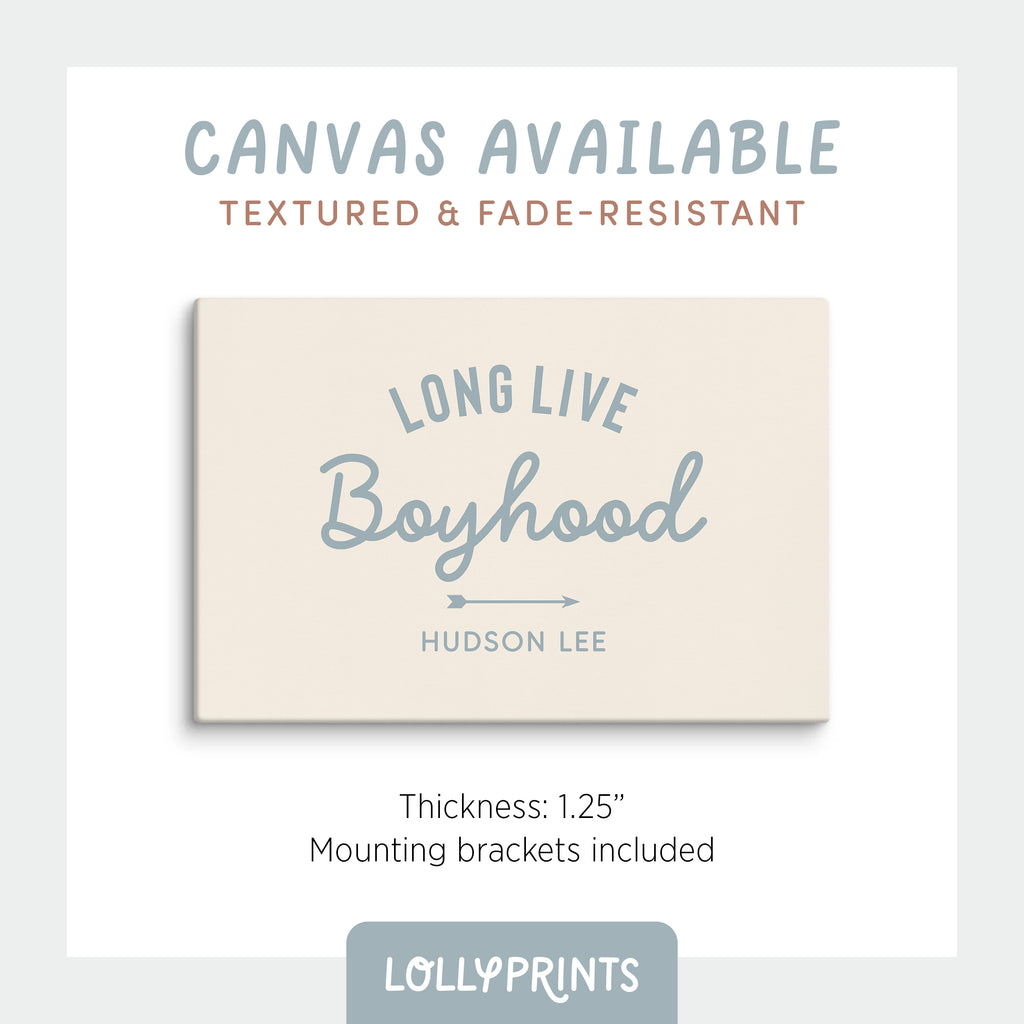 Personalized Long Live Boyhood Script Boy Room Print
