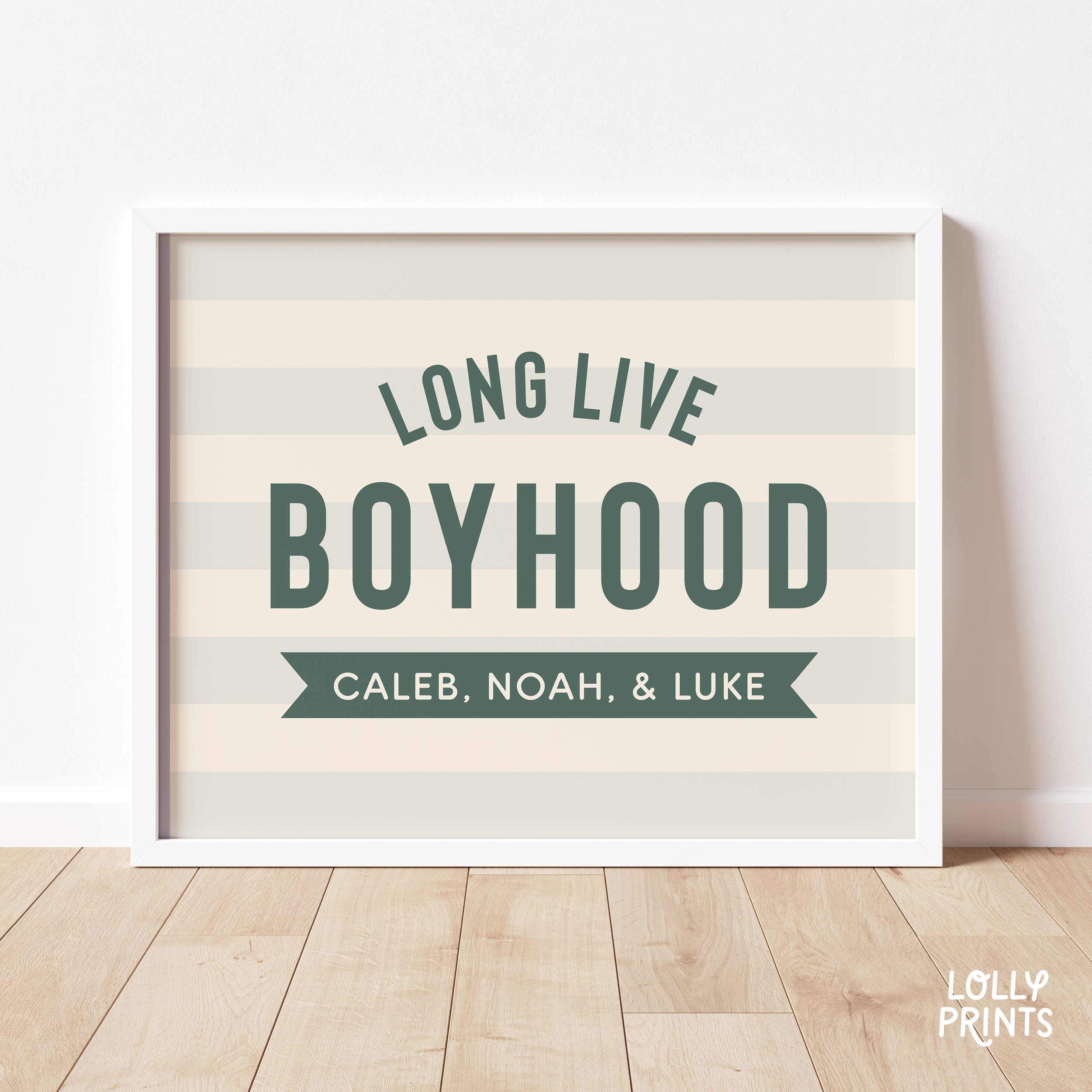 Personalized Long Live Boyhood Stripes Boy Room Print