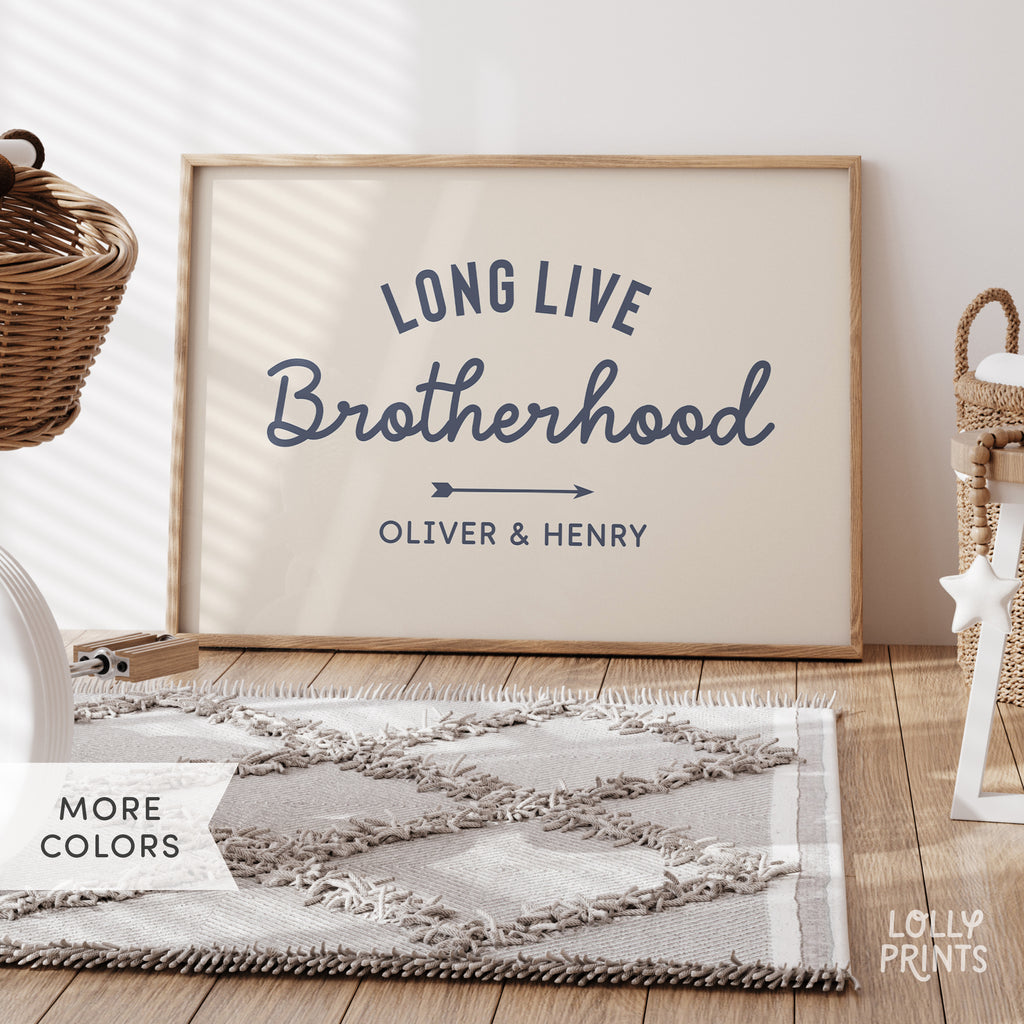 Personalized Long Live Brotherhood Script Boy Room Print