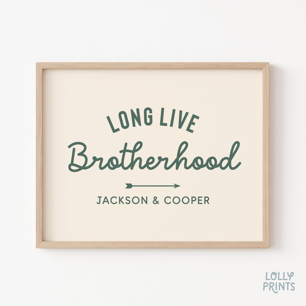 Personalized Long Live Brotherhood Script Boy Room Print