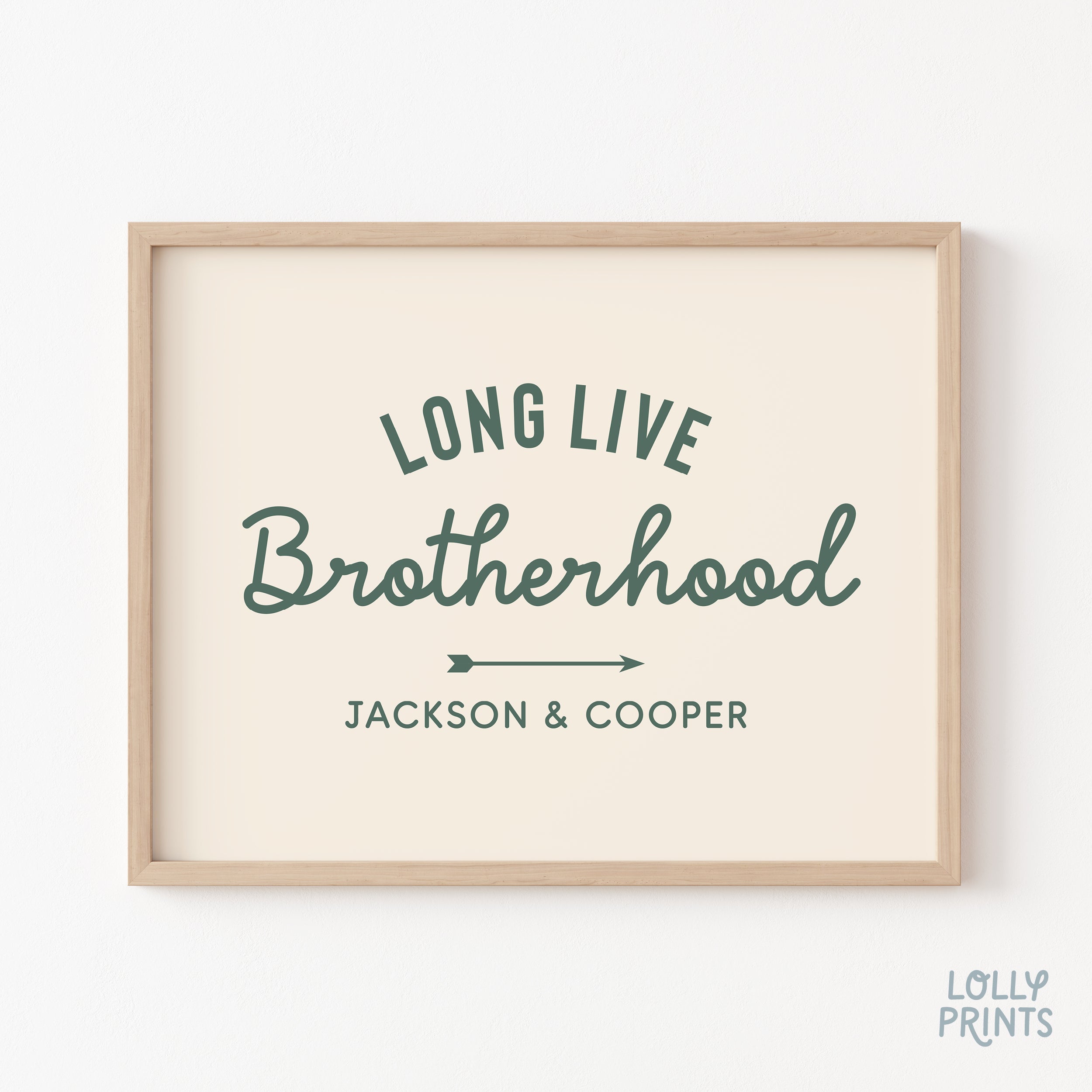 Personalized Long Live Brotherhood Script Boy Room Print