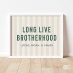 Personalized Long Live Brotherhood Stripes Boy Room Print