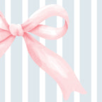 Personalized Coquette Bow Blue Stripe Nursery Wall Art Set of 3