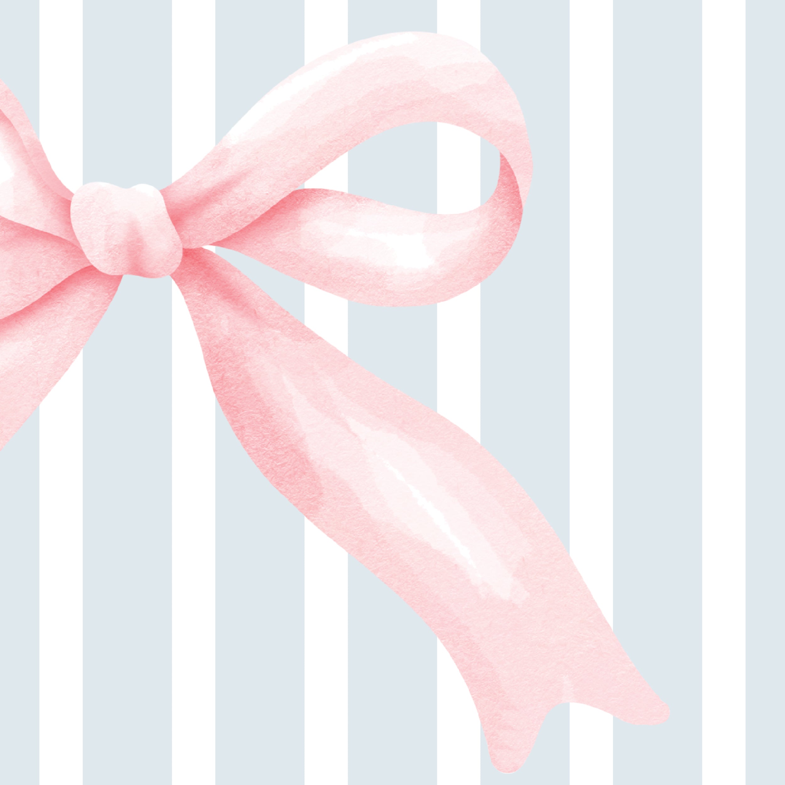 Personalized Coquette Bow Blue Stripe Nursery Wall Art Set of 3