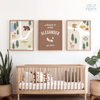 Personalized Custom Baby Name Camp Decor Wall Art Set of 3