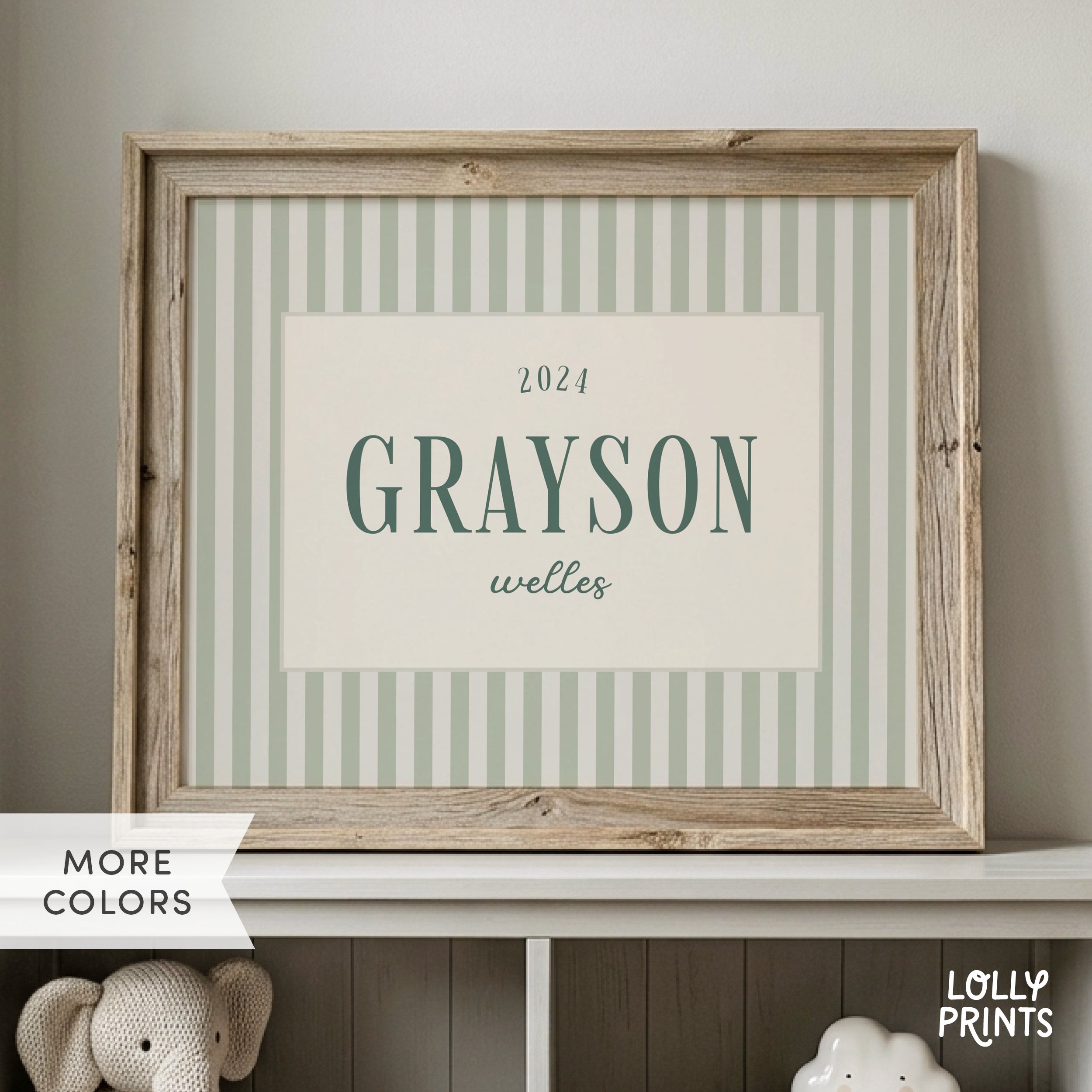 Personalized Name Stripes Print – Kids Room Nursery Wall Art