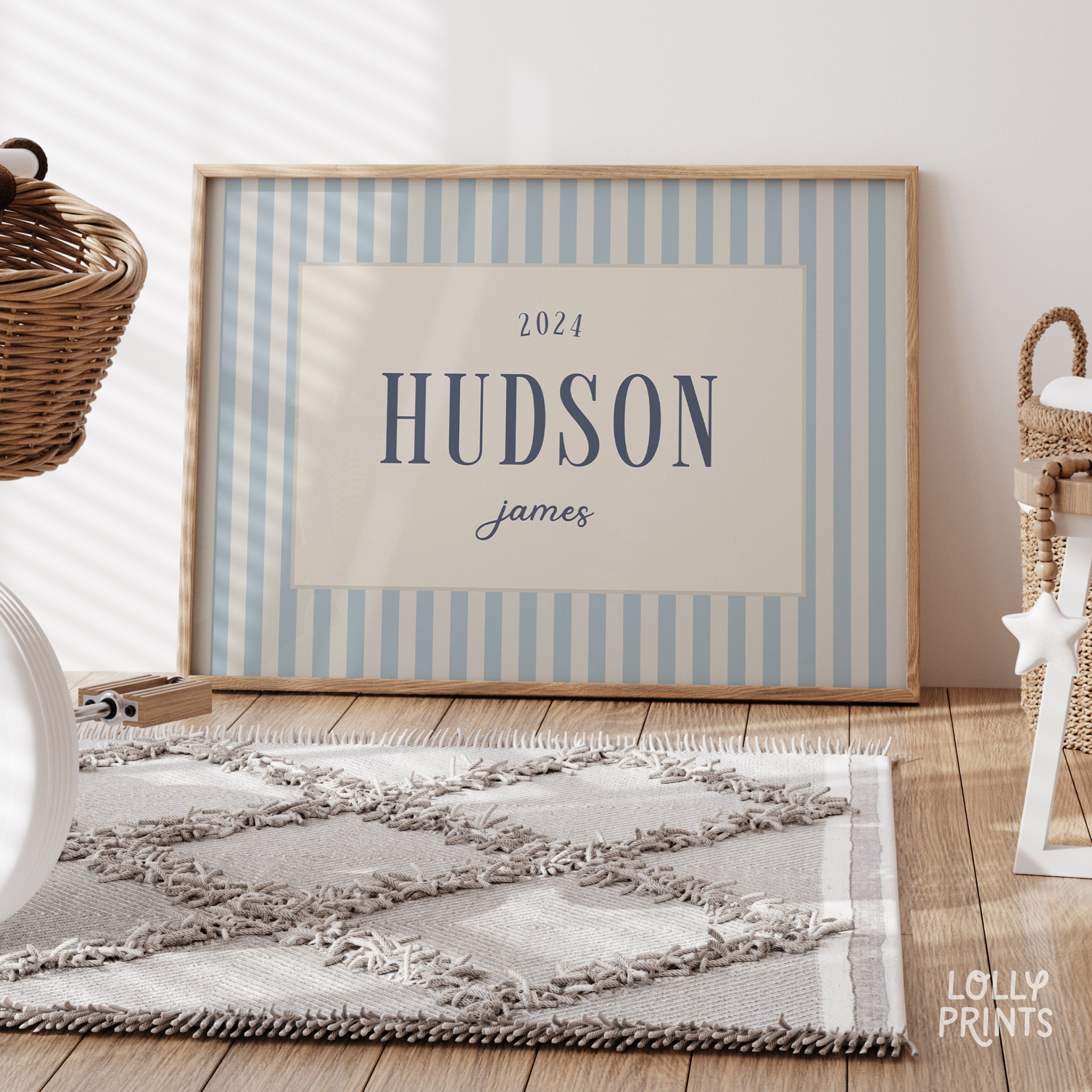 Personalized Name Stripes Print – Kids Room Nursery Wall Art