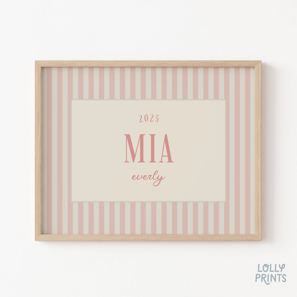 Personalized Name Stripes Print – Kids Room Nursery Wall Art