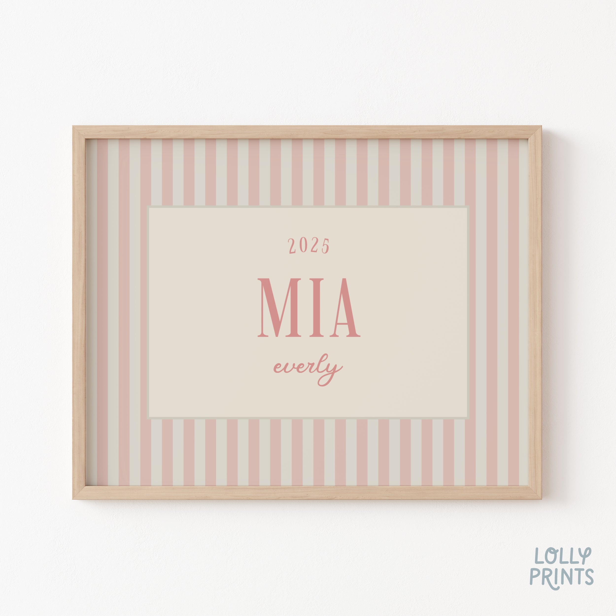 Personalized Name Stripes Print – Kids Room Nursery Wall Art