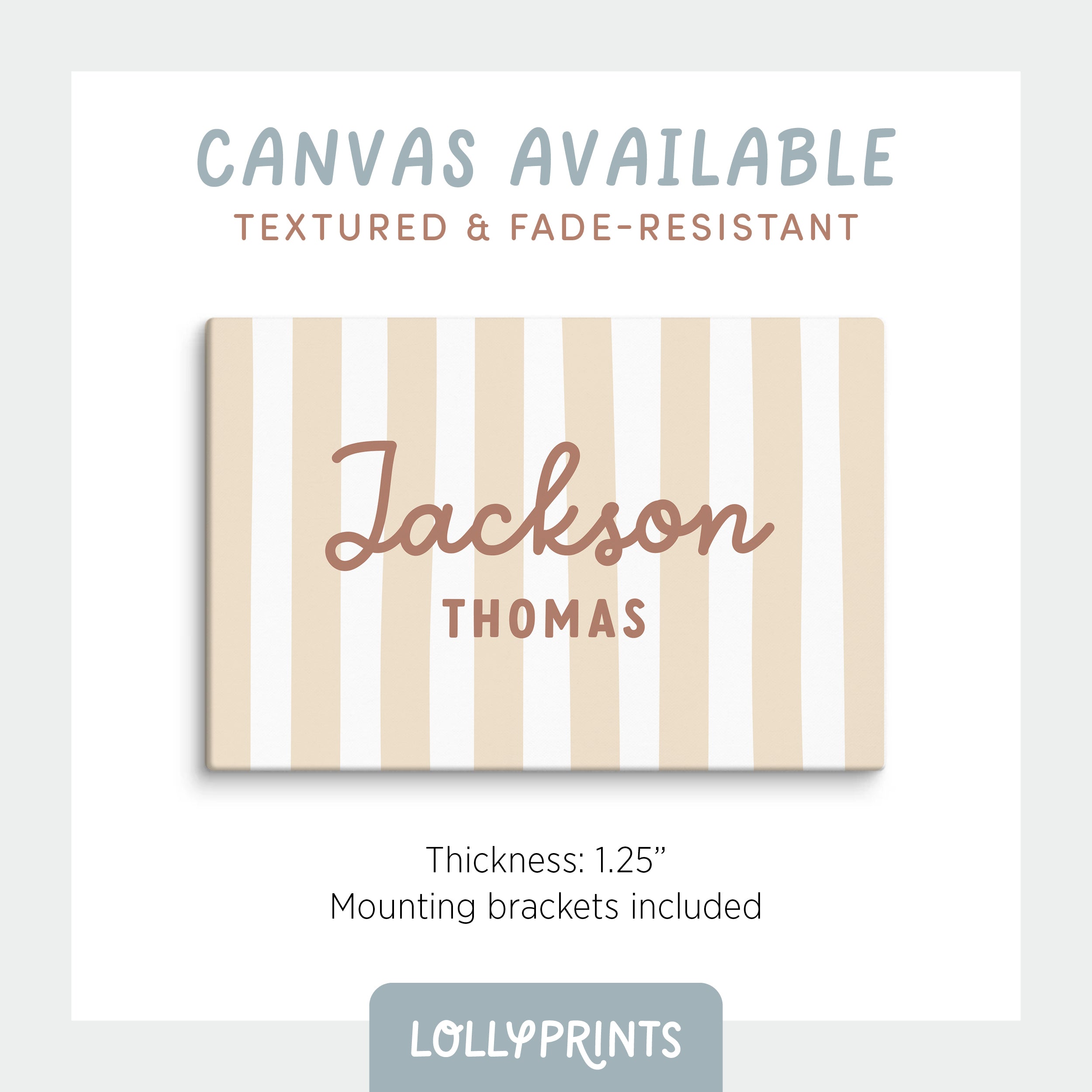 Whimsical Personalized Name Stripes Print Cursive Font