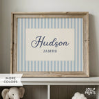 Personalized Name Stripes Print Cursive Font – Kids Room Nursery Decor