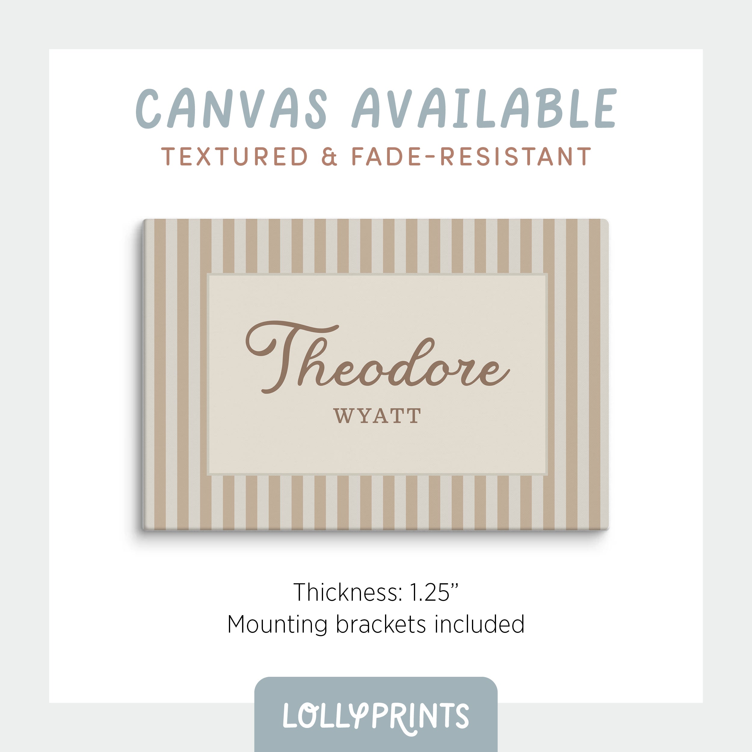 Personalized Name Stripes Print Cursive Font – Kids Room Nursery Decor