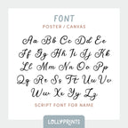 Personalized Name Stripes Print Cursive Font – Kids Room Nursery Decor