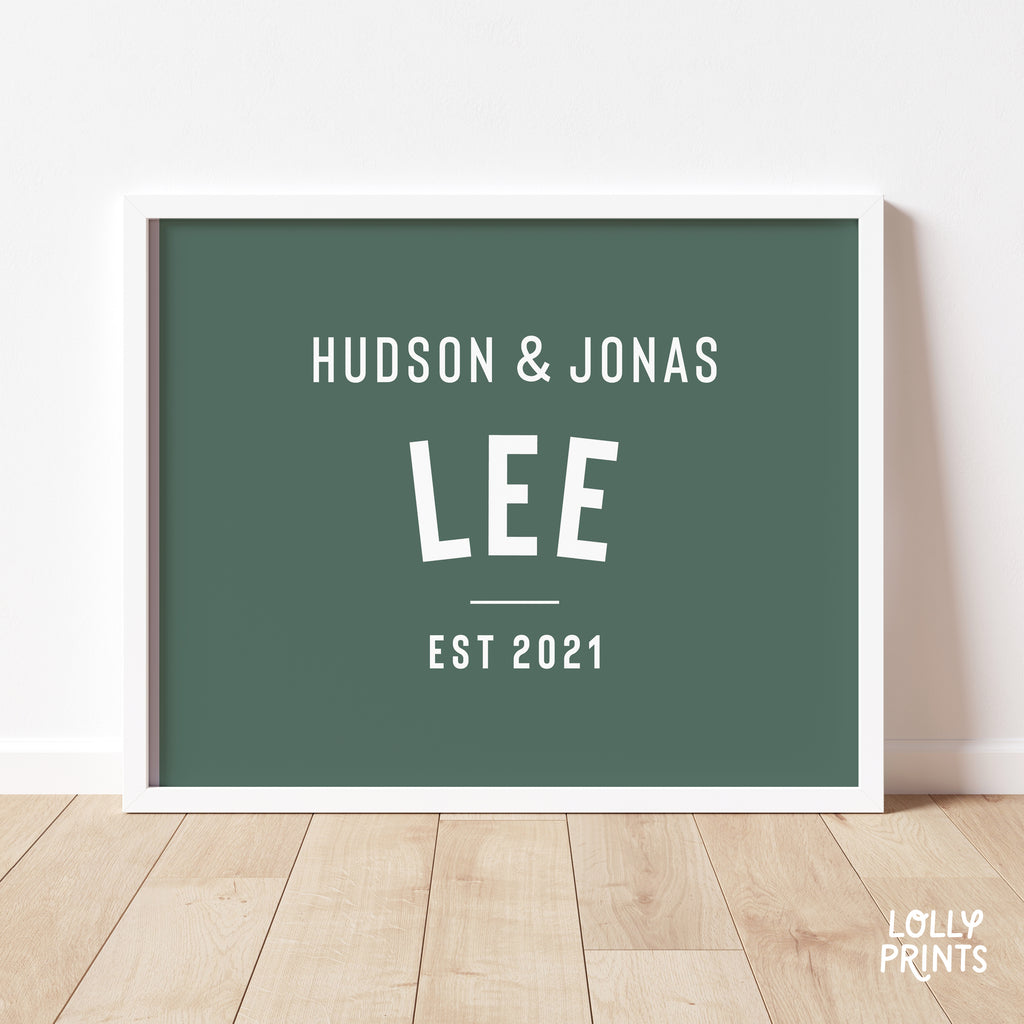 Custom Family Name Brothers Poster Print