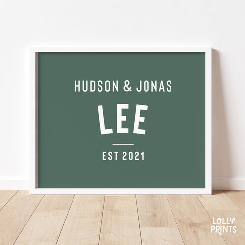 Custom Family Name Brothers Poster Print