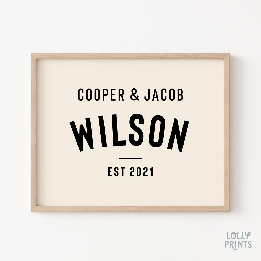 Custom Family Name Brothers Poster Print