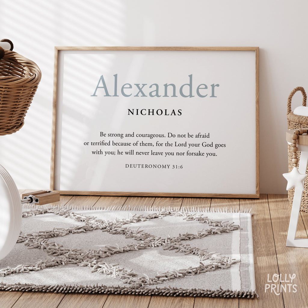 Custom Kids Name Scripture Wall Art Horizontal – Bible Verse Christian Decor