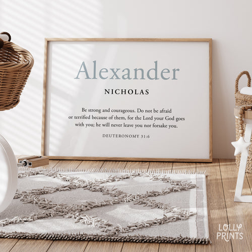 Custom Kids Name Scripture Wall Art Horizontal – Bible Verse Christian Decor