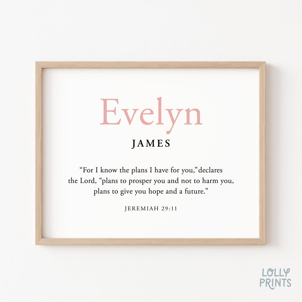 Custom Kids Name Scripture Wall Art Horizontal – Bible Verse Christian Decor
