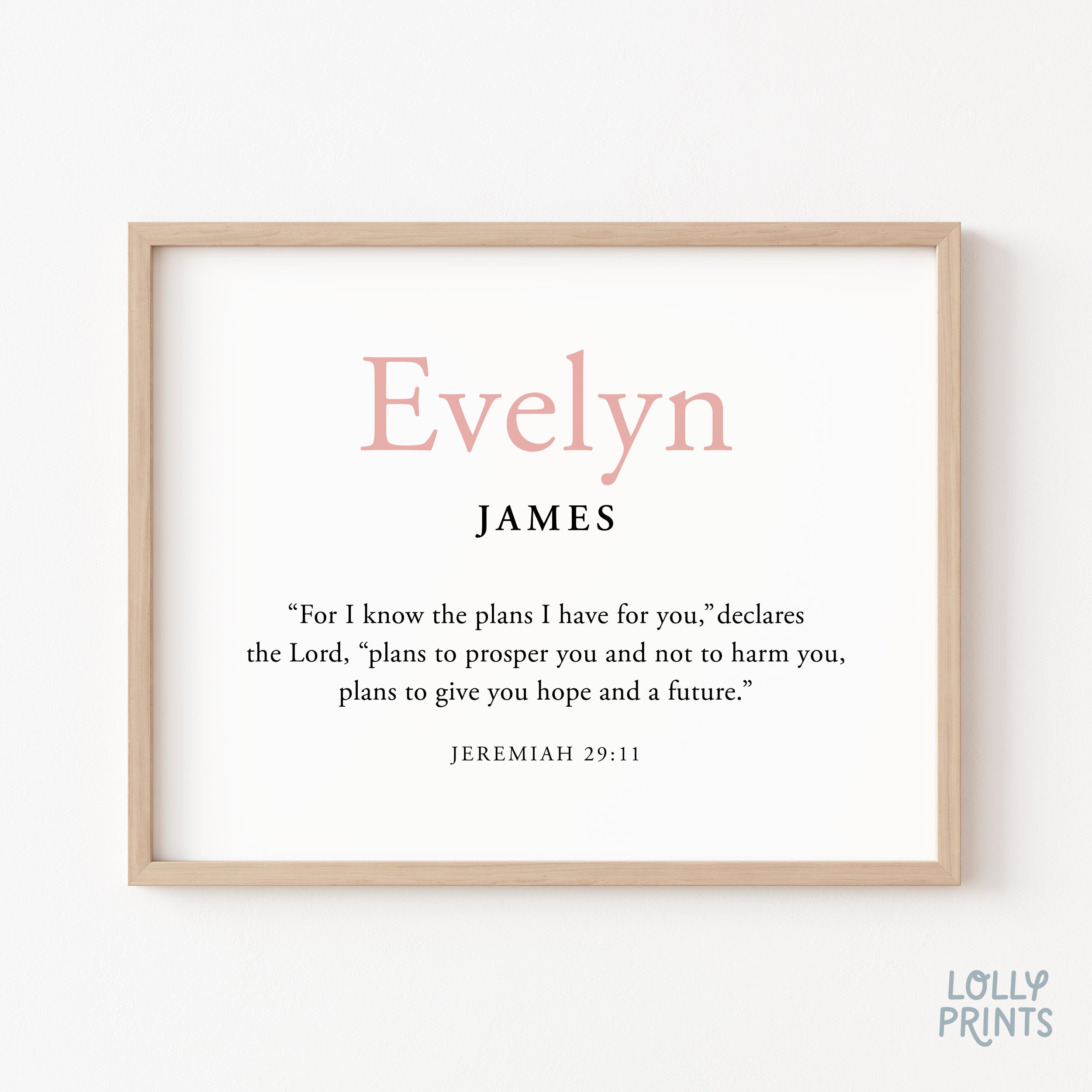 Custom Kids Name Scripture Wall Art Horizontal – Bible Verse Christian Decor