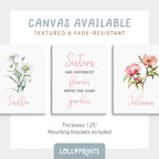 Personalized Name Sisters Birth Flower Wall Art Set of 3
