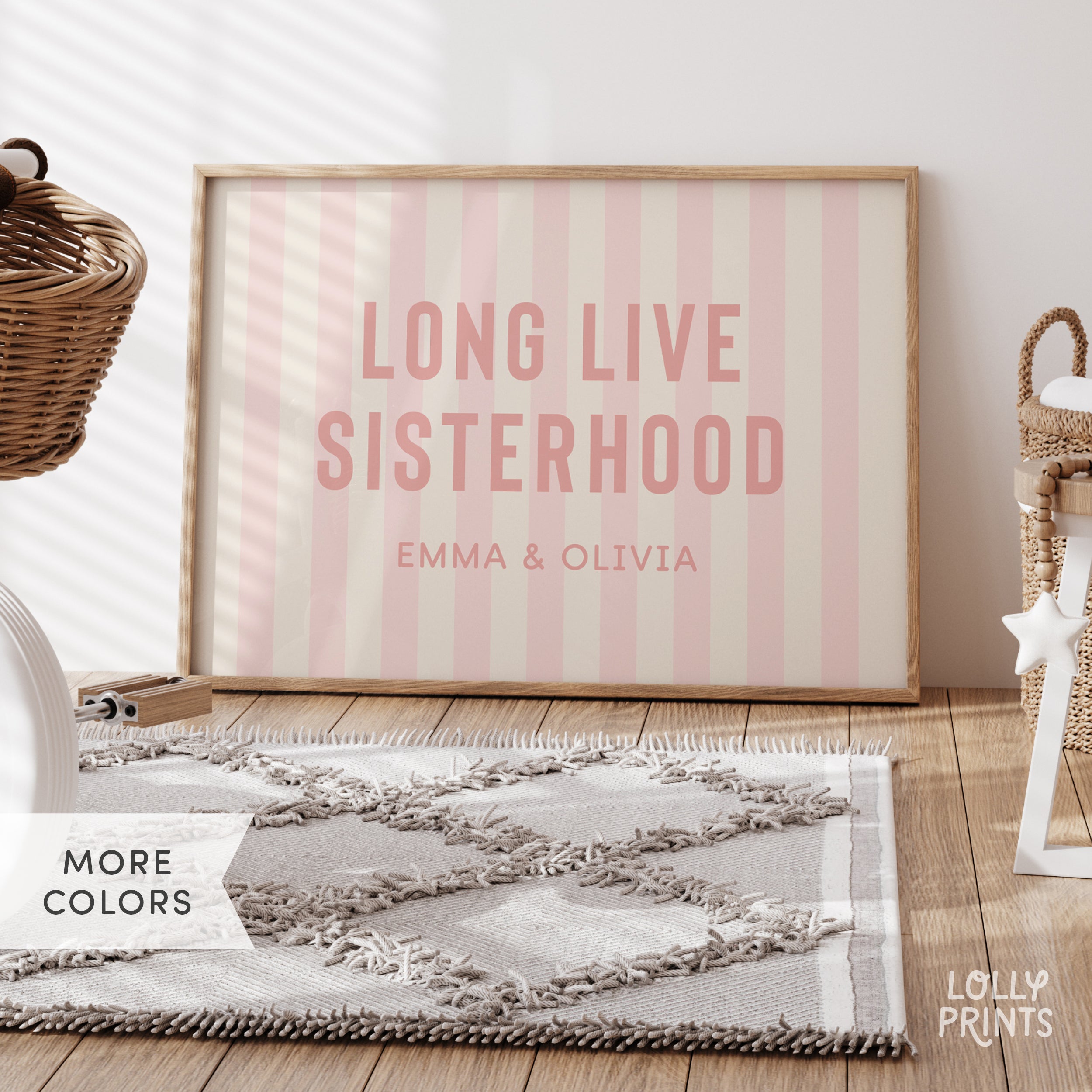 Personalized Long Live Sisterhood Stripes Girl Room Print