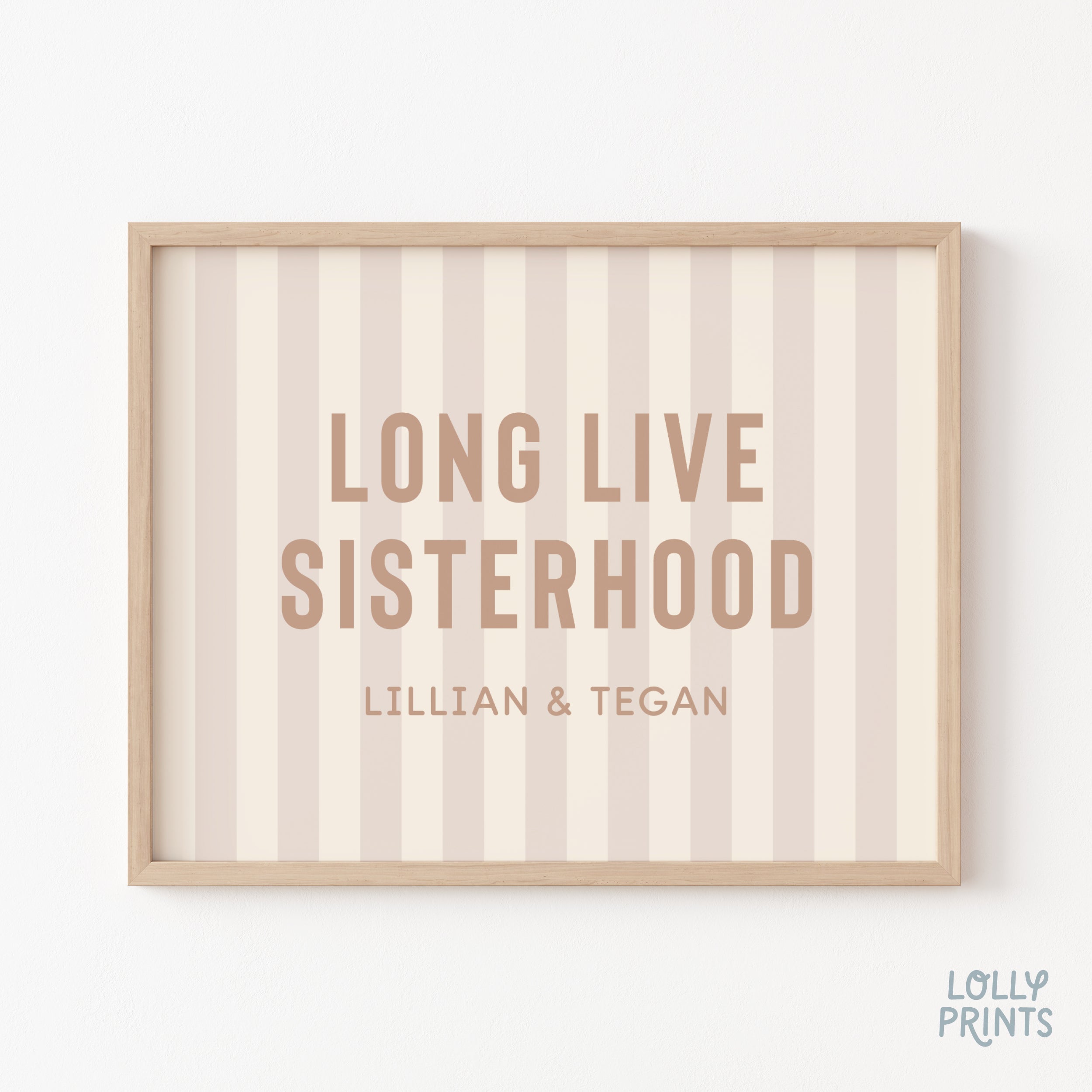 Personalized Long Live Sisterhood Stripes Girl Room Print