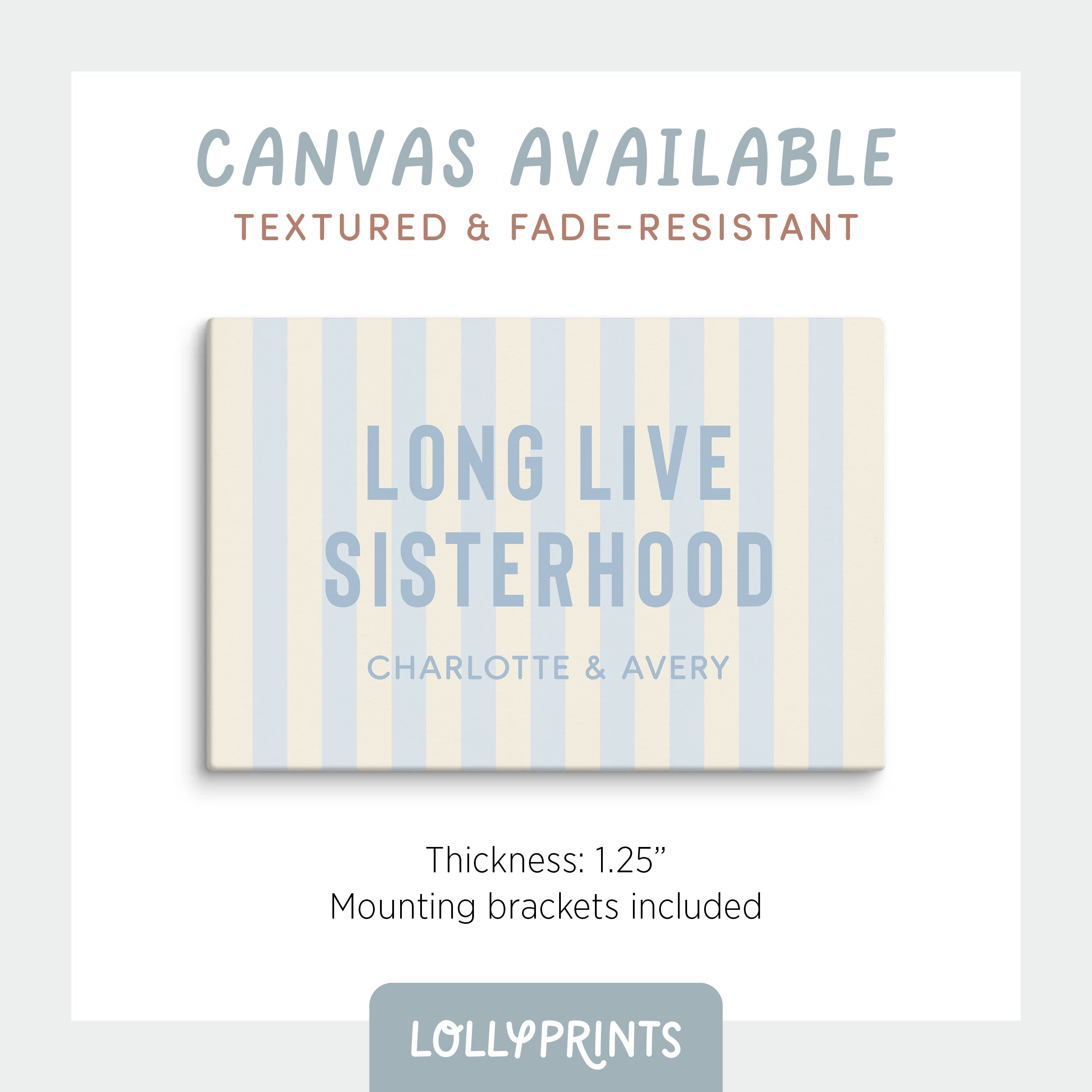 Personalized Long Live Sisterhood Stripes Girl Room Print