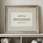 Brotherhood Personalized Name Sign Stripes Print – Boys Room Decor