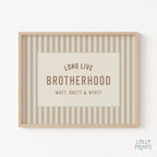 Brotherhood Personalized Name Sign Stripes Print – Boys Room Decor