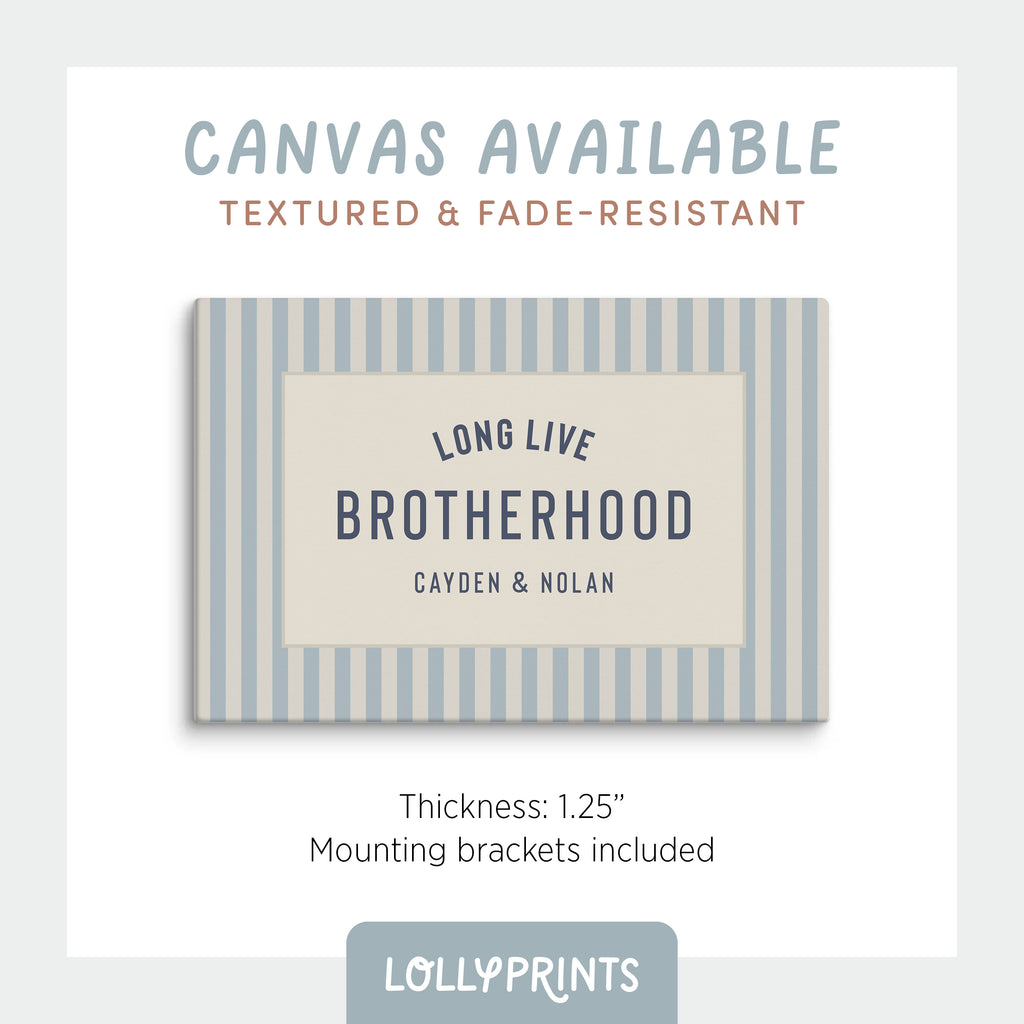 Brotherhood Personalized Name Sign Stripes Print – Boys Room Decor