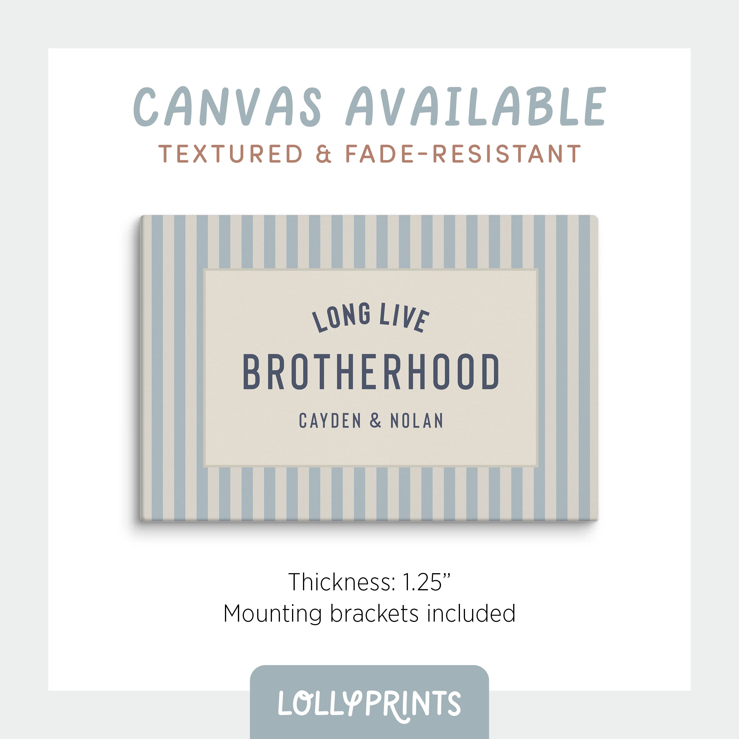 Brotherhood Personalized Name Sign Stripes Print – Boys Room Decor