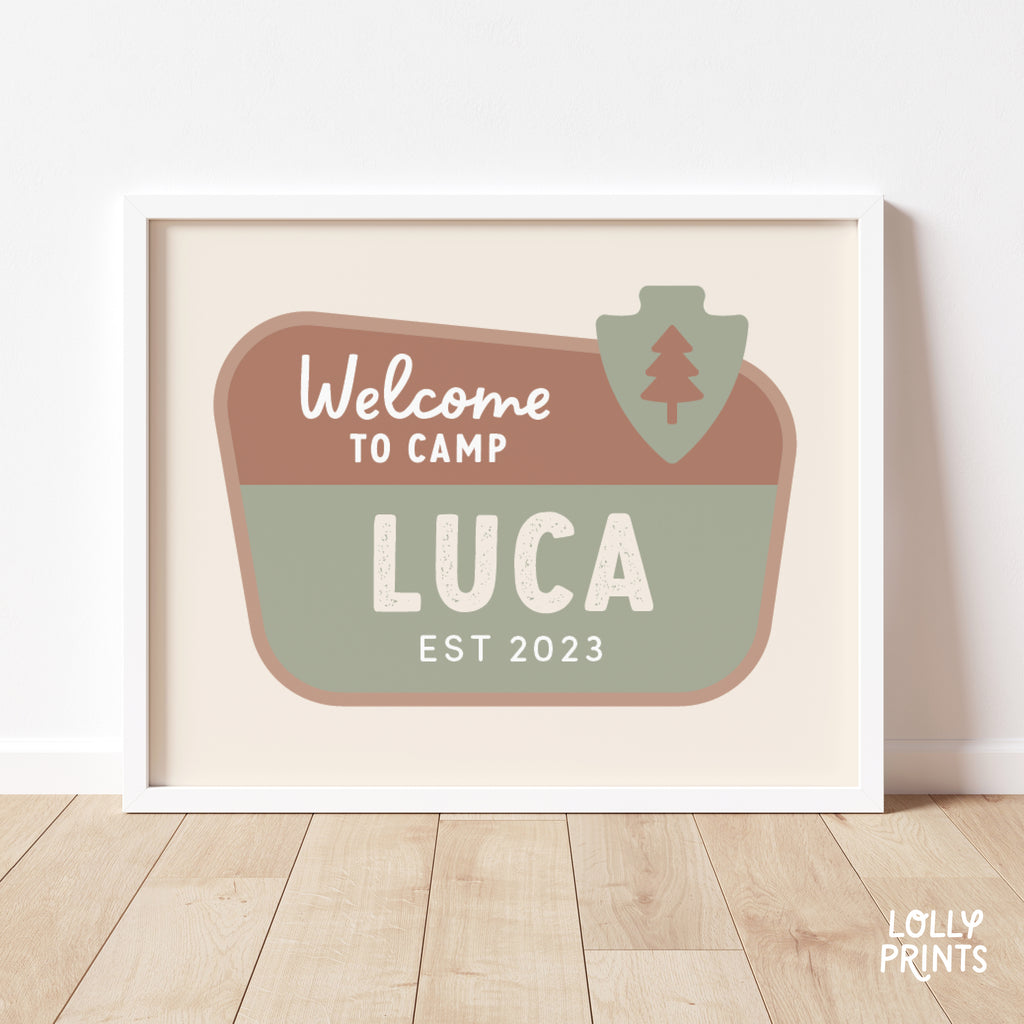 Welcome To Camp National Park Custom Name Print