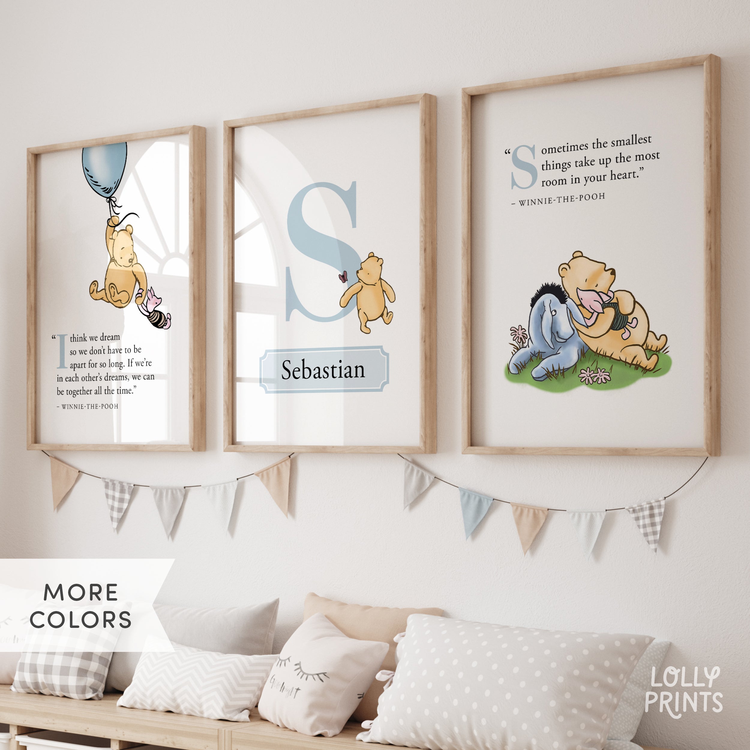 Personalized Classic Winnie The Pooh Nursery Wall Art Set of 3