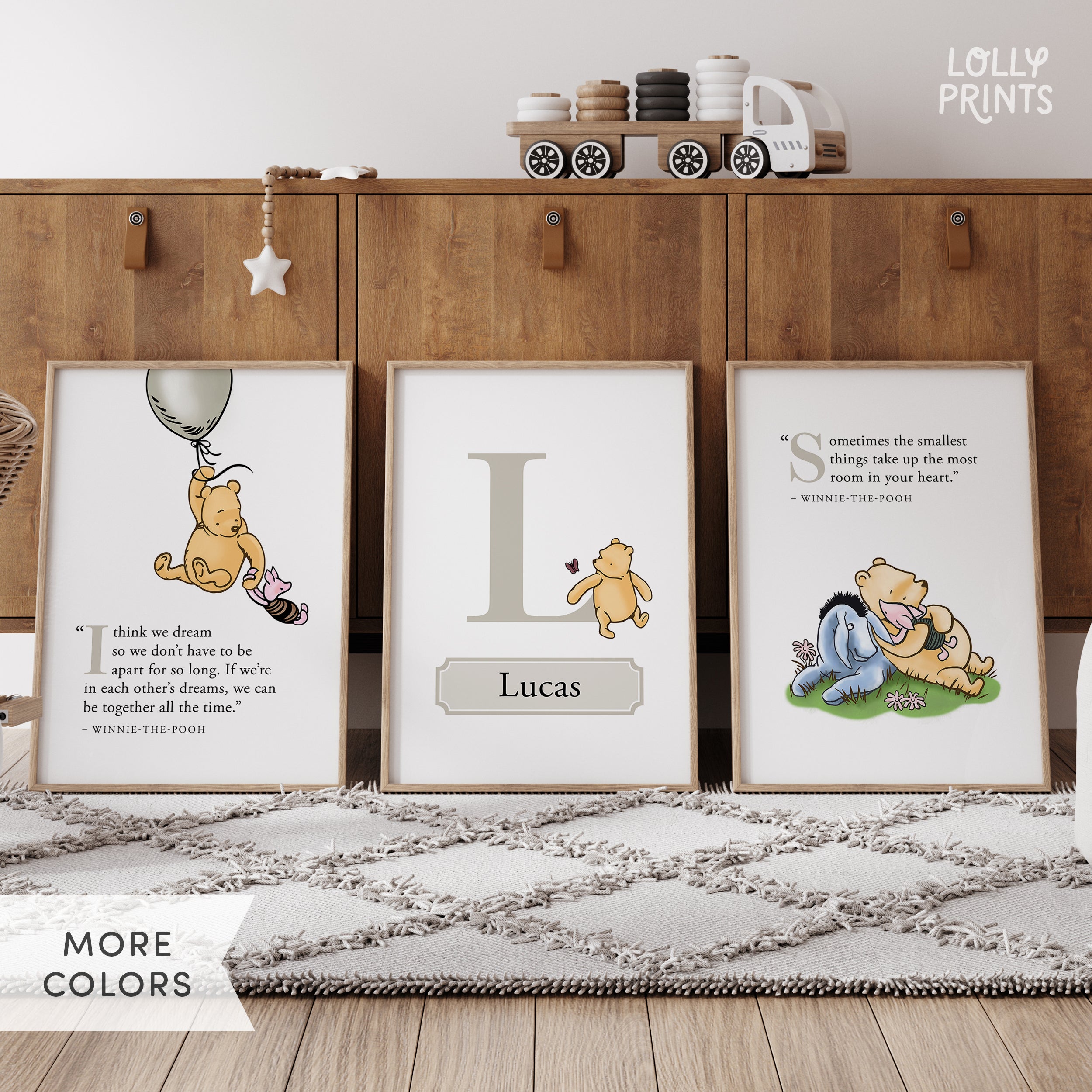 Personalized Classic Winnie The Pooh Nursery Wall Art Set of 3