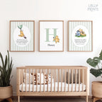 Personalized Classic Winnie The Pooh Nursery Wall Art Set of 3 – Stripes