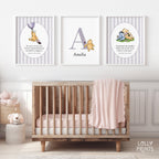 Personalized Classic Winnie The Pooh Nursery Wall Art Set of 3 – Stripes