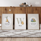 Personalized Classic Winnie The Pooh Nursery Wall Art Set of 3 – Stripes