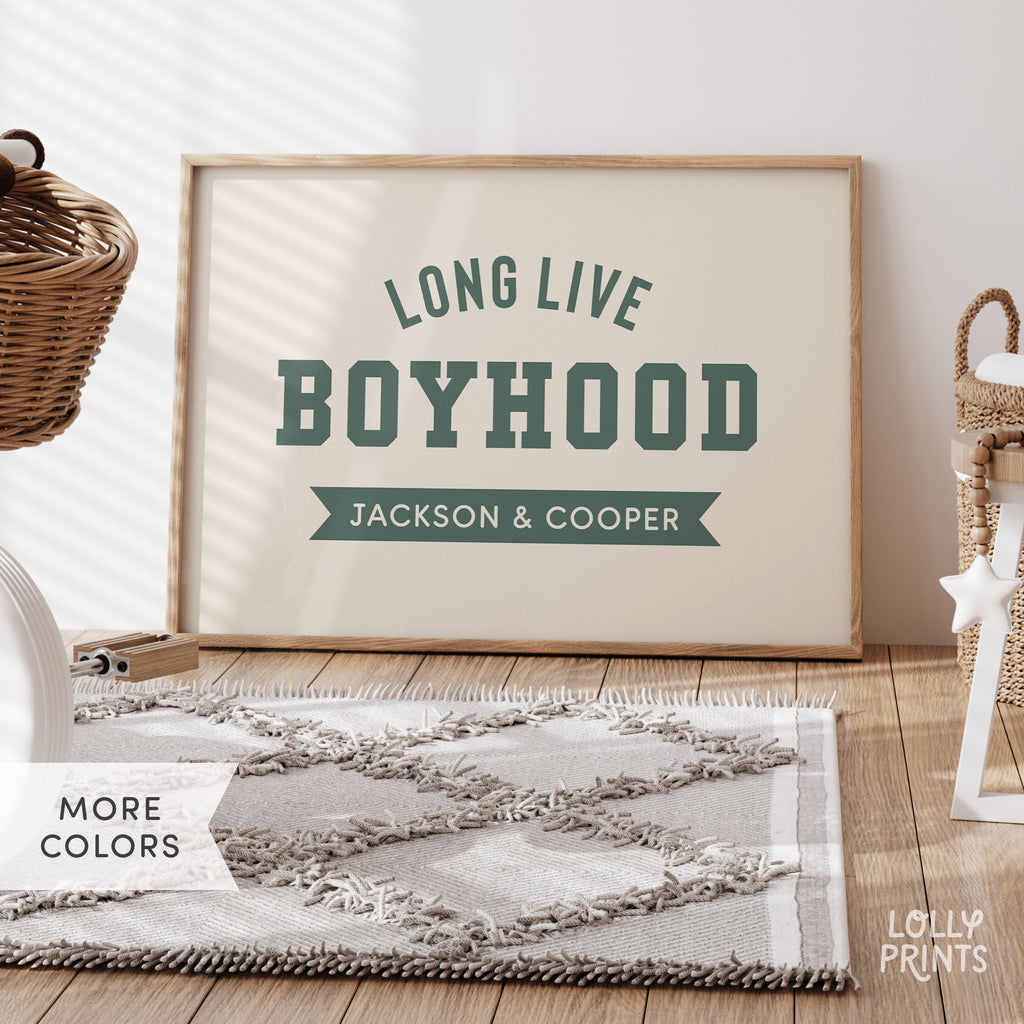 Personalized Long Live Boyhood Block Letter Boy Room Print