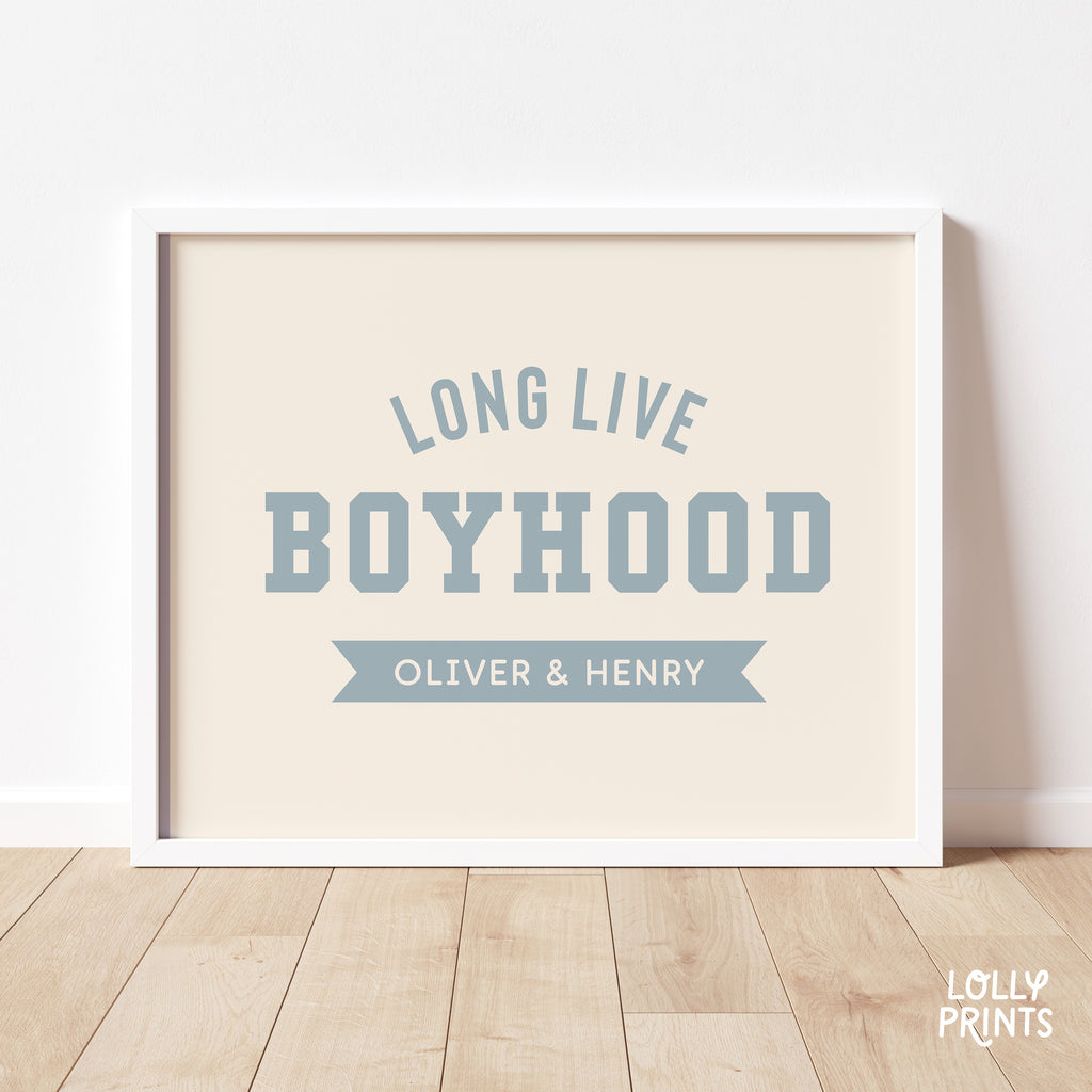 Personalized Long Live Boyhood Block Letter Boy Room Print