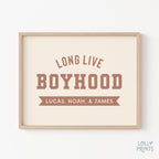 Personalized Long Live Boyhood Block Letter Boy Room Print