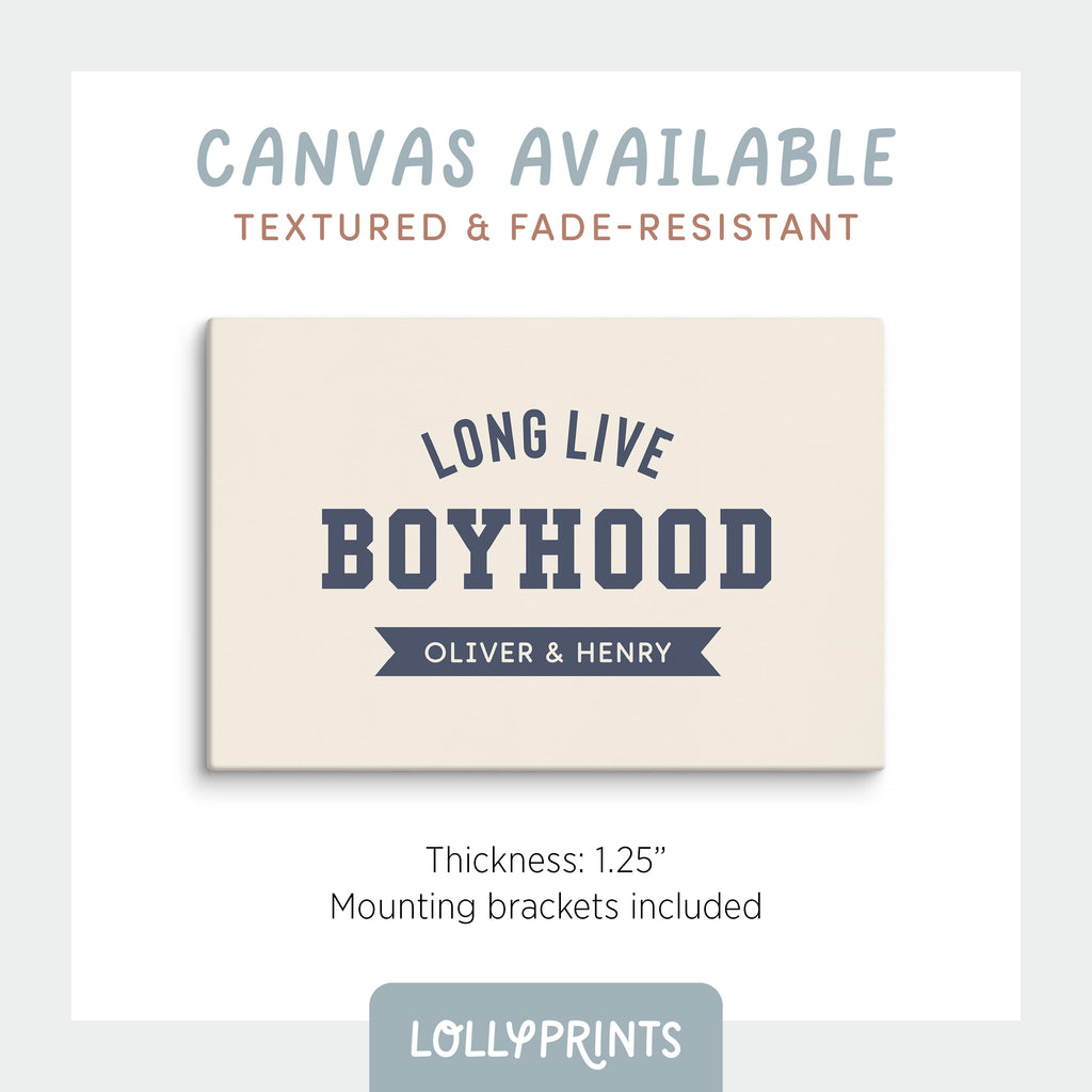 Personalized Long Live Boyhood Block Letter Boy Room Print
