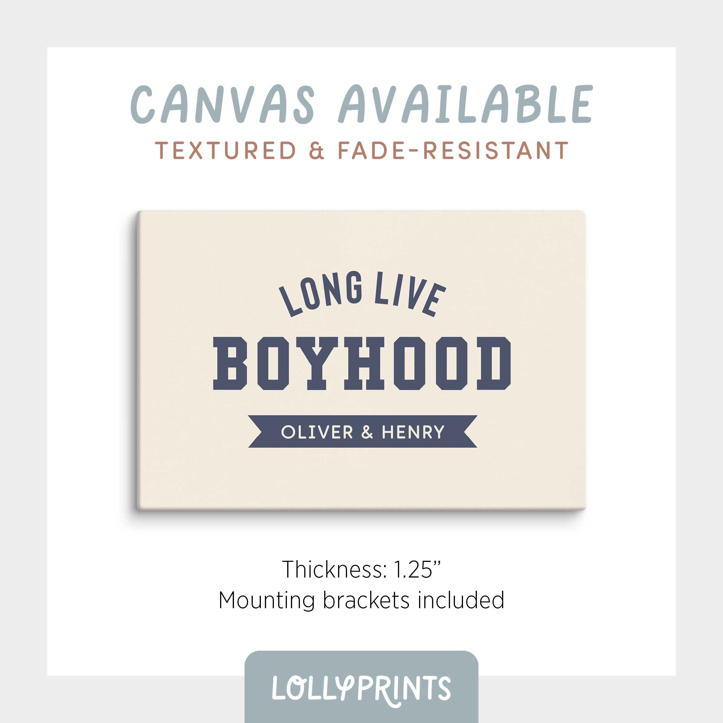 Personalized Long Live Boyhood Block Letter Boy Room Print